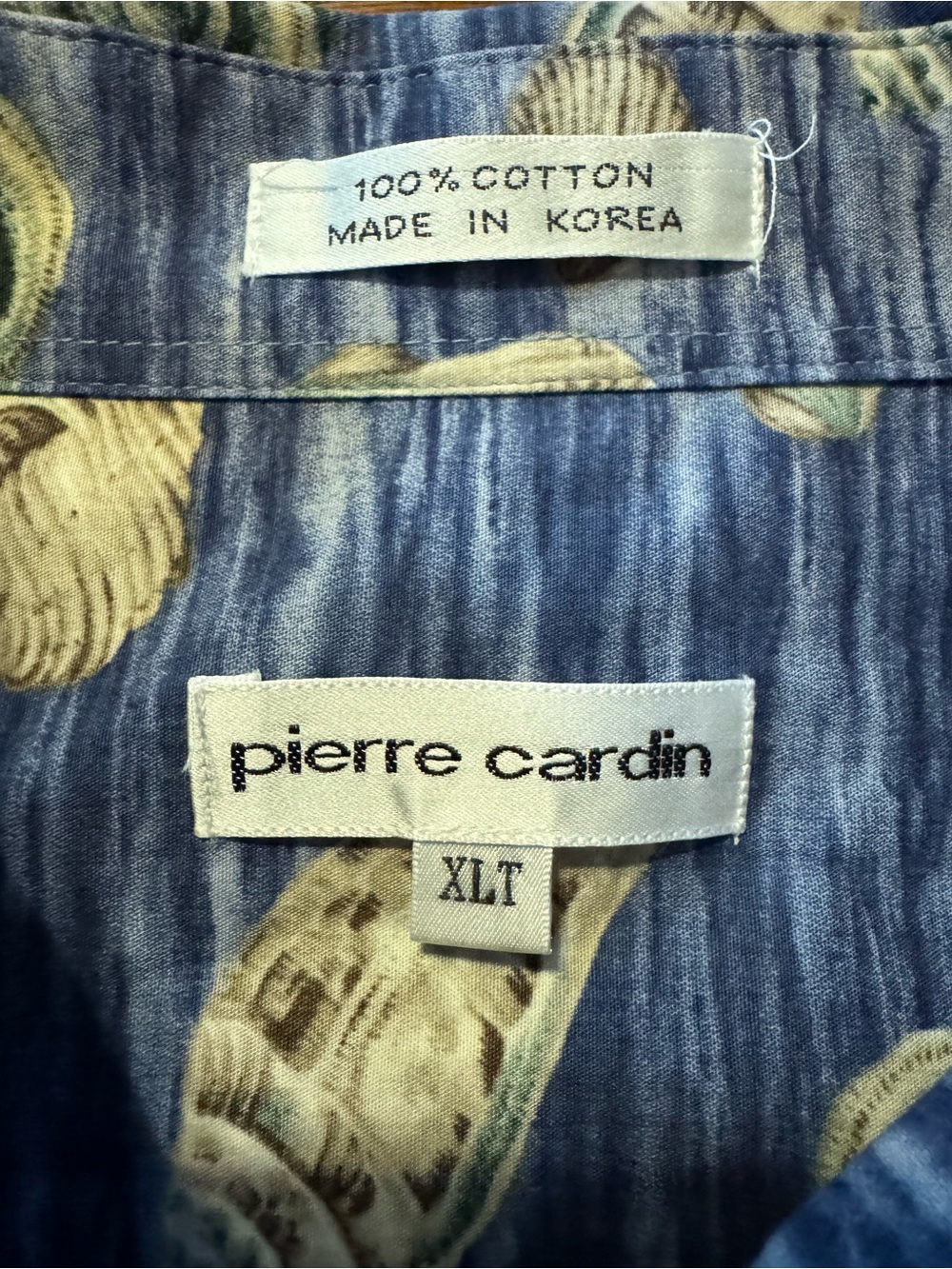Pierre Cardin VTG XLT Blue Seashell Button Down Men's Shirt 100% Cotton - Picture 6 of 9